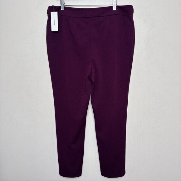 Calvin Klein Womens 16 Stretch High Waist Straight Leg Pants Purple - Picture 14 of 14